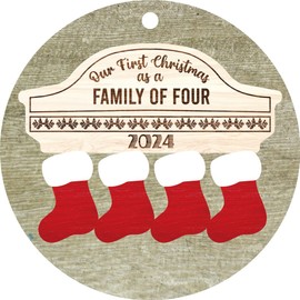 Our First Christmas as a Family of 4 Ornament 2024 – Family of 4 Christmas Ornament | First Christmas as a Family of Four | Family Christmas Ornaments 2024 – Meaningful Holiday Keepsake (B52)