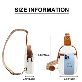 Beurlike Small Sling Bags for Women Crossbody Trendy Vegan Leather Fanny Packs Travel Chest Bag Purse with Guitar Strap(White)