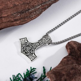 DAYLINLOVE Thor Hammer Necklace 925 Sterling Silver Norse Viking Thor Hammer Pendant Mjolnir Necklace for Men Amulet Jewelry Gifts for Men