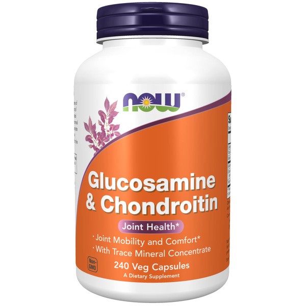 NOW Supplements, Glucosamine & Chondroitin, with Trace Mineral Concentrate and Alfalfa, 240 Veg Capsules