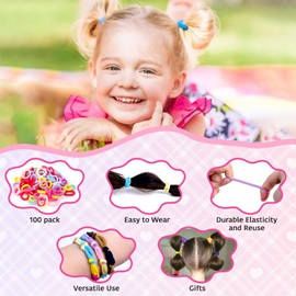 100 Pack Soft Seamless Hair Ties for Little Girls with Long Hair and Long Ponytails (Neutral Color)