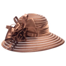 Womens Satin Church Wedding Wedding Occasion Sun Hat A214 (Brown)