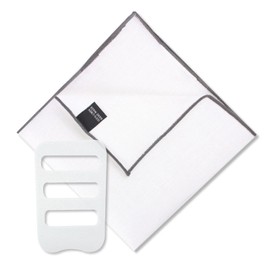 Tonbobo Linen Pocket Square, 100% Linen Handkerchief, Trim, White, Plain, Gentleman, Stylish, Present, Wedding, Formal, Business, Casual, Funerals, Prevents Shape Loss, Edging: gray