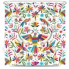 Mexico Floral Shower Curtain for Bathroom, Traditional Mexican Bluebird Otomi