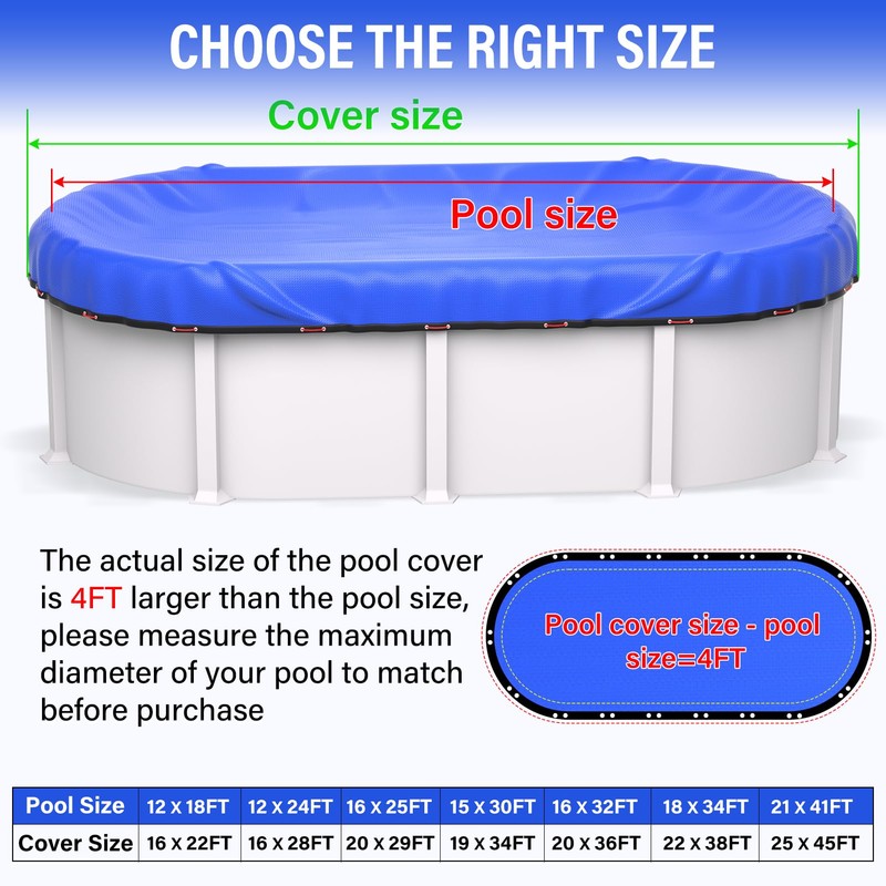 12 x 18 FT Oval Pool Cover 500D Extra Thick