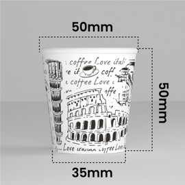 100 Paper Coffee Cups 65ml Italy White Eco Friendly Biodegradable Disposable Cups Small Takeaway Hot Drinks