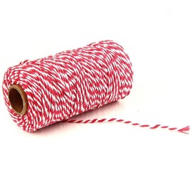 Cotton Bakers Twine String, 100 m Red and White Twine, for Floristry, DIY, Crafts, Packaging