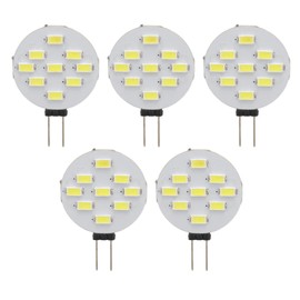 5Pcs LED Light Bulb 9 Beads 6000K White Light 180° Beam Angle Bi Pin Base G4 LED Bulb 12V