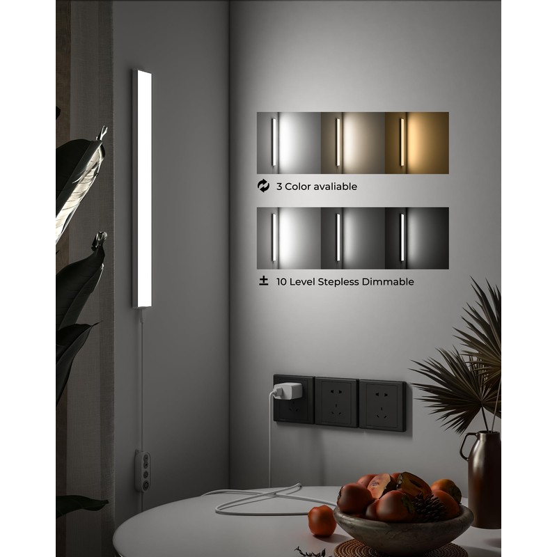 ASOKO Plug-in Under Desk Light, 16Inch LED Workbench Lights with