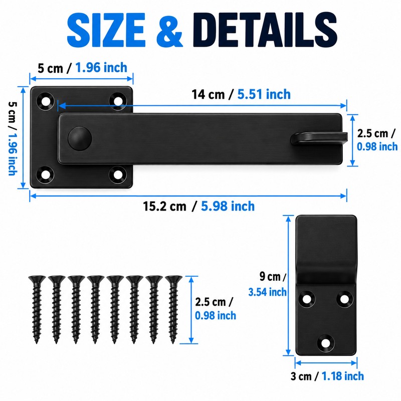 5 Inch Heavy Duty Barn Door Bolt Lock, Dark Brushed