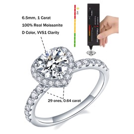 IMOLOVE Moissanite Engagement Rings for Women Heart-shaped Promise Rings for her Sterling Silver plated with 18K White Gold 1.64ct D Color VVS1 Clarity Ring Jewelry(6.5)