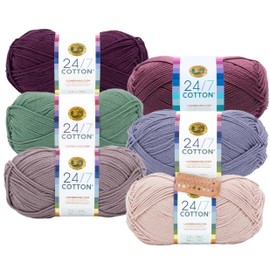 Lion Brand Yarn - 24/7 Cotton - 6 Skein Assortment (Potpourri)