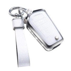 XUPEIXUN Key Fob Cover for Toyota Fortuner Tundra Camry RAV4 Highlander Corolla Smart Key Case Shell Protector with Keychain Girly Women Cute