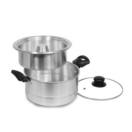 Bene Casa Aluminun Flan Mold Double Boile with Glass Lid (1.6 Liter )