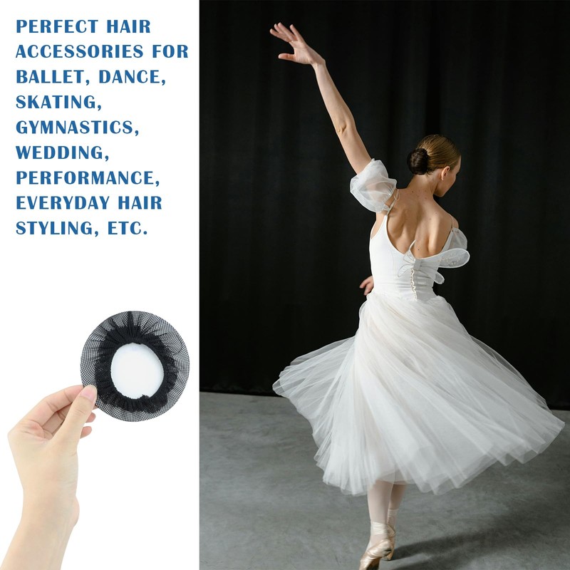 10 Pcs Black Hair Nets For Buns, Reusable Bun Hair
