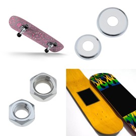 eMagTech 2 Sets Universal Skateboard/Skate Truck Rebuild Kit Includes Top/Bottom Bushing Washers Pivot Cups Kingpin Nuts Axle Nuts Speed Rings