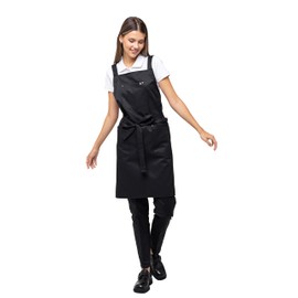 ARVIKO Aquasafe Waterproof Cross-Back Bib Apron - Unisex One Size (Black)