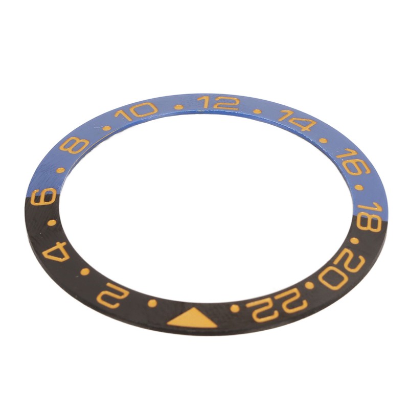 Ceramic Watch Bezel Insert 38mm Blue Black Base Gold Digit