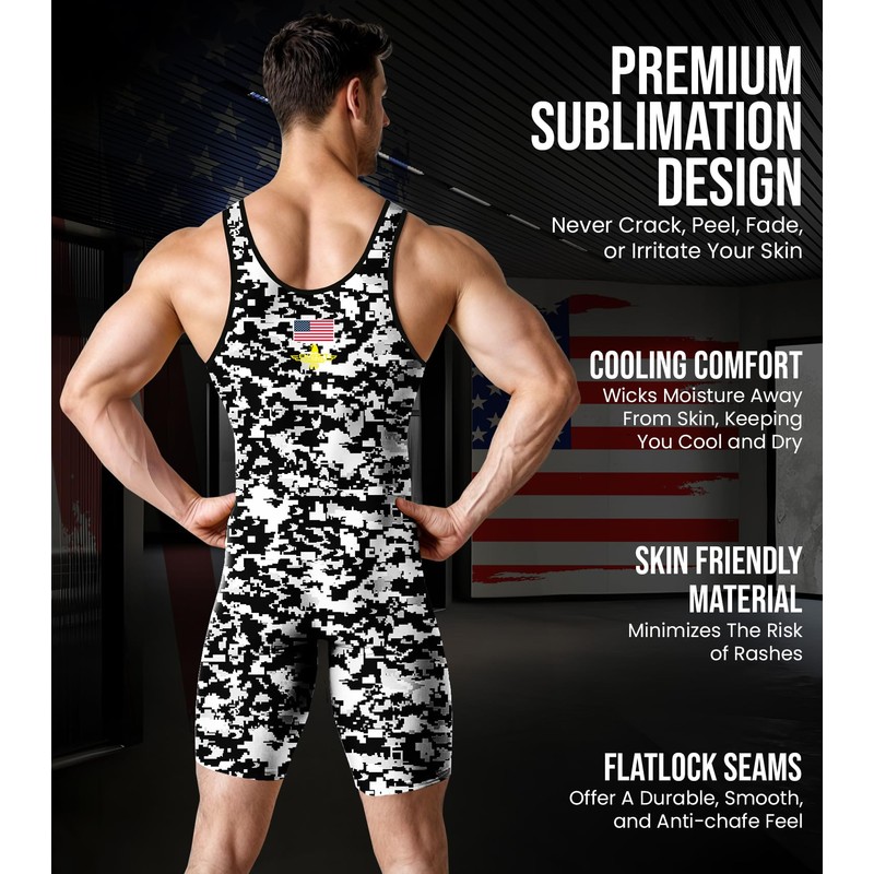 Exxact Sports Sublimated Men's Wrestling Singlet, High-Performance Powerlifting Singlet, Wrestling