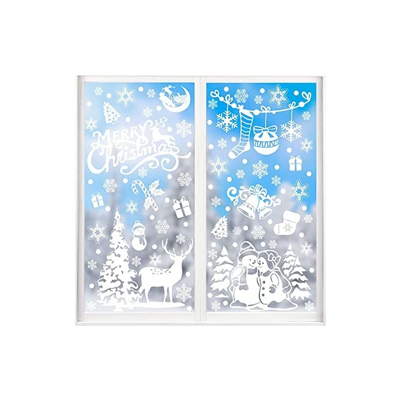 DERAYEE Decorative Stickers for Christmas Window Static Stickers White Pack