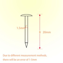 huruirui 1.5 x 20 mm, 500 pieces, small nails, iron nail for pictures, hanging nails, woodworking, furniture, DIY, decorative nails, small, silver