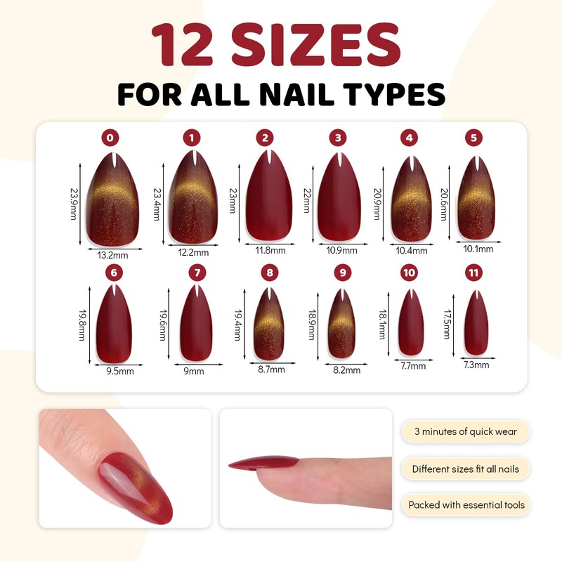 Aokitec Press On Nails Short - Almond False Acrylic Nails