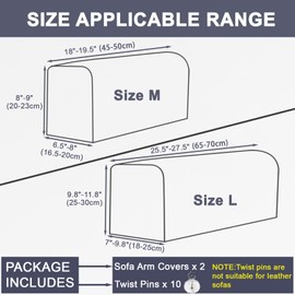 Stlemiko Couch Sofa Arm Chair Covers Set of 2 Polyester Stretch Arm Rest Covers for Sofa Recliner Chair Arm Covers Protectors with Twist Pins (Gray,L)