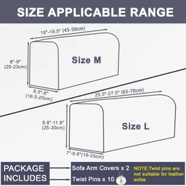 Stlemiko Couch Sofa Arm Chair Covers Set of 2 Polyester Stretch Arm Rest Covers for Sofa Recliner Chair Arm Covers Protectors with Twist Pins (Gray,L)