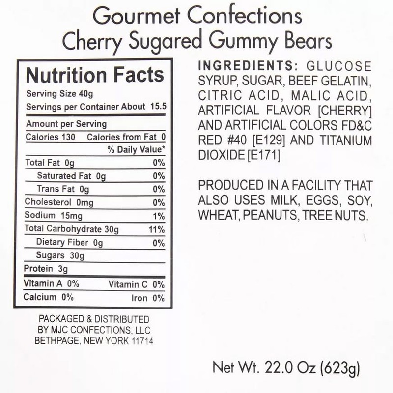 Red Gummy Bears Sugared, 1.3 Pound Resealable Bag, Red Candy,