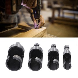 SIXRUN 4-teiliges Set Wood Plug Cutter, 1/4" 3/8" 1/2" 5/8", Tragbare Woodstecker-Schneidbohrer Set für Holzarbeiten