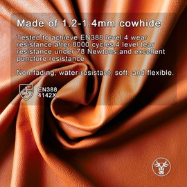 VZT 2 Pairs Leather Work Gloves for Men or Women, for Gardening, Welding, Construction, Driving, etc. Cowhide, Soft and Comfortable, Non-fading, Water Resistant, Unlined, Brown and Gray, M