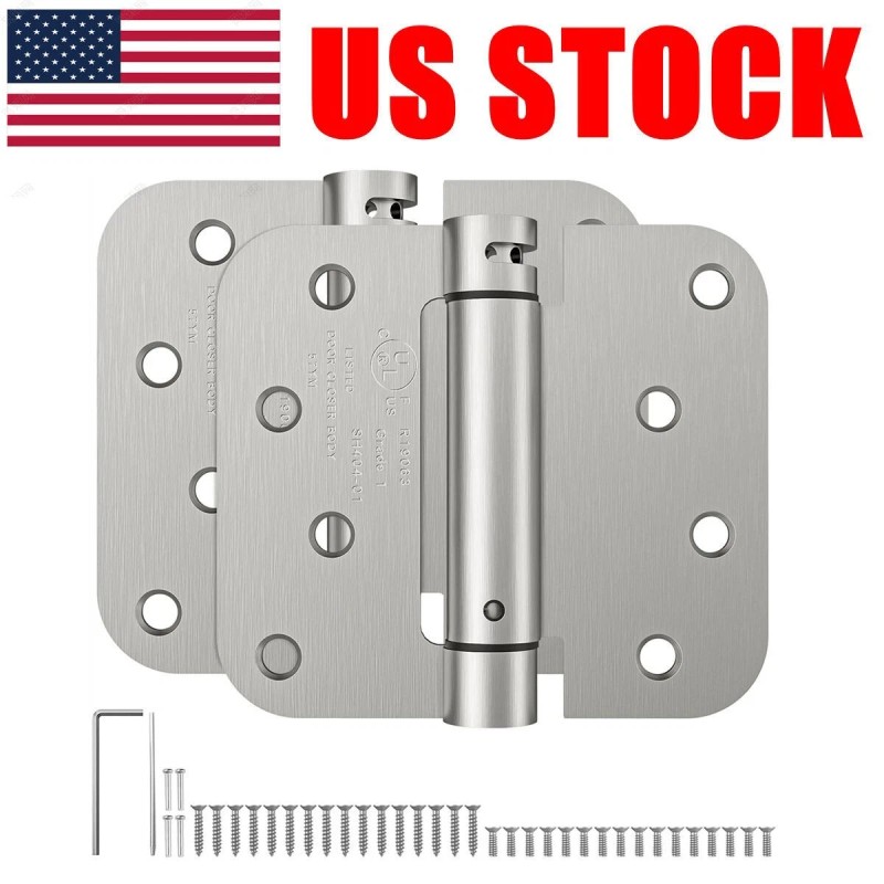 HOSOM 2 Pack, 4.0"x4.0" Adjustable Spring Hinge Door Closer Satin