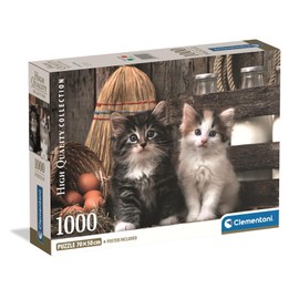 Clementoni - 39943 Puzzle 1000 Pieces for Adults and Boys Lovely Kittens Collection with Poster Compact Box Gift Idea for Men and Women Made in Italy 70 x 50 cm