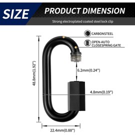 Stainless Steel Chain Quick Links- Locking Carabiners, Chain Hooks, Twist Key Ring Screw Chain Link,Black