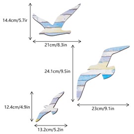 LCUHAVA Pack of 3 Wall Decoration Seagull Shape Decorative Maritime Wood Easy to Use Decoration, Not Easy to Fall Wall Decoration Country Style Maritime Decoration Suitable for Bathroom Decoration