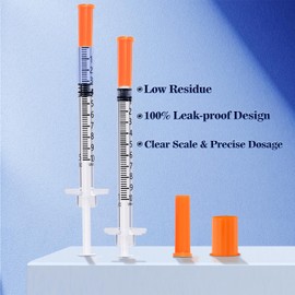 Seelight 1ml/cc 29G 1/2 Inch 12.7mm Syringe, U-100 Lab Syringes Individually Wrapped, Pack of 25
