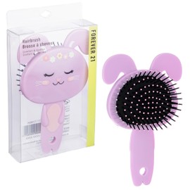 Forever 21 Hairbrush - 1pc Cute Animal Character Hairbrush, Comfort & Control Cushion Hair Brush w/Gentle Bristles, Cushion Base, and Animal Ears (BUNNY)