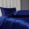 Gezu 200 x 200 cm Satin Blue Plain Duvet Cover