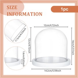 BENECREAT 5x5 Inch White Lacquered Glass Dome Cloche Wooden Display Dome, Clear Glass Cloche Bell Jar for DIY Flower Craft, Christmas Decorations
