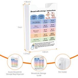 Breastmilk Storage Bag Organizer with Breastmilk Storage Guide-Magnetic Acrylic Breastmilk Storage Bags Holder－Breastmilk Conversion Chart for Nursing Feeding
