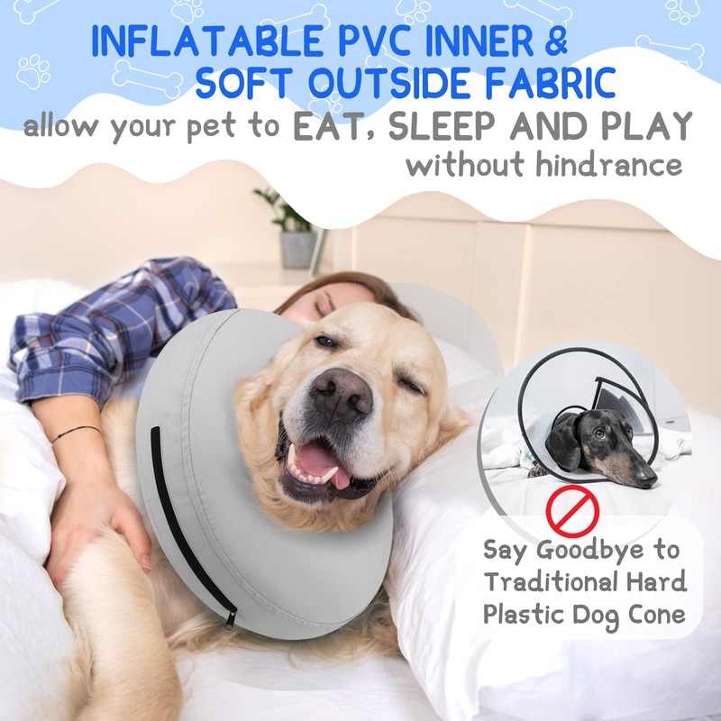 Supet Inflatable Dog Cone Collar Alternative After Surgery, Dog Neck