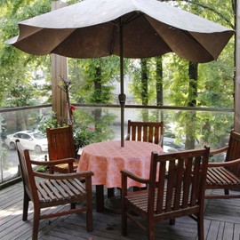 Melaluxe Spring/Summer Wrinkle-Free Waterproof Outdoor Tablecloth with Umbrella Hole and Zipper (Orange, 60" Round-Zippered)