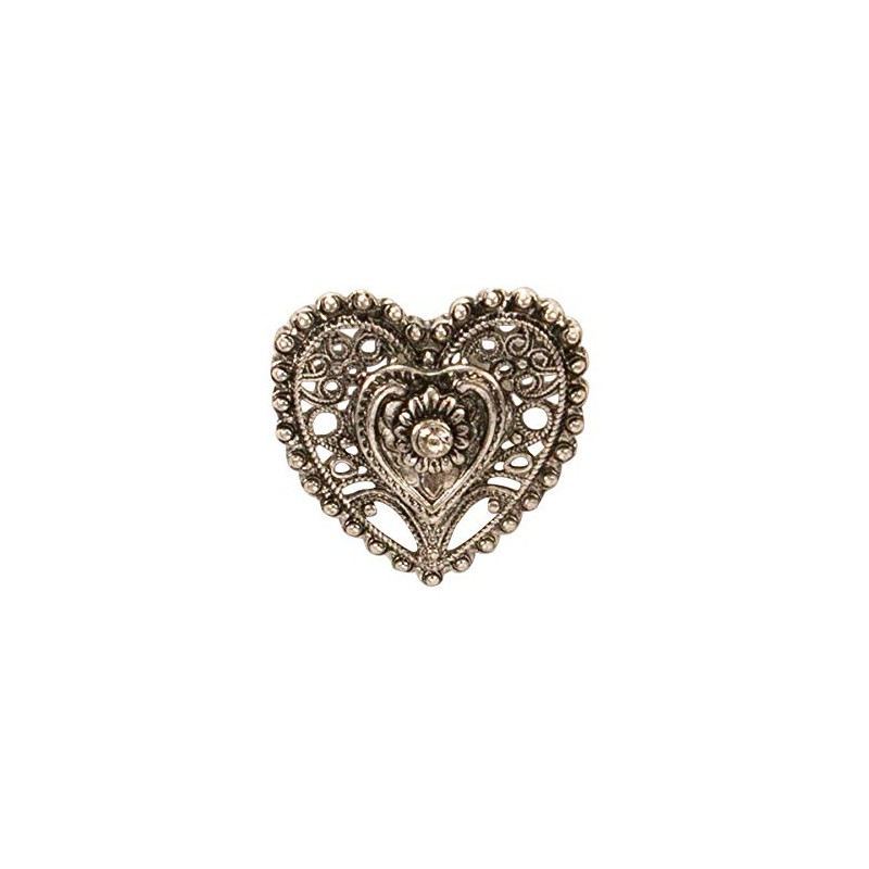 Alpenflüstern Lapel Pin Traditional Heart Antique Silver Colours API113, Metal