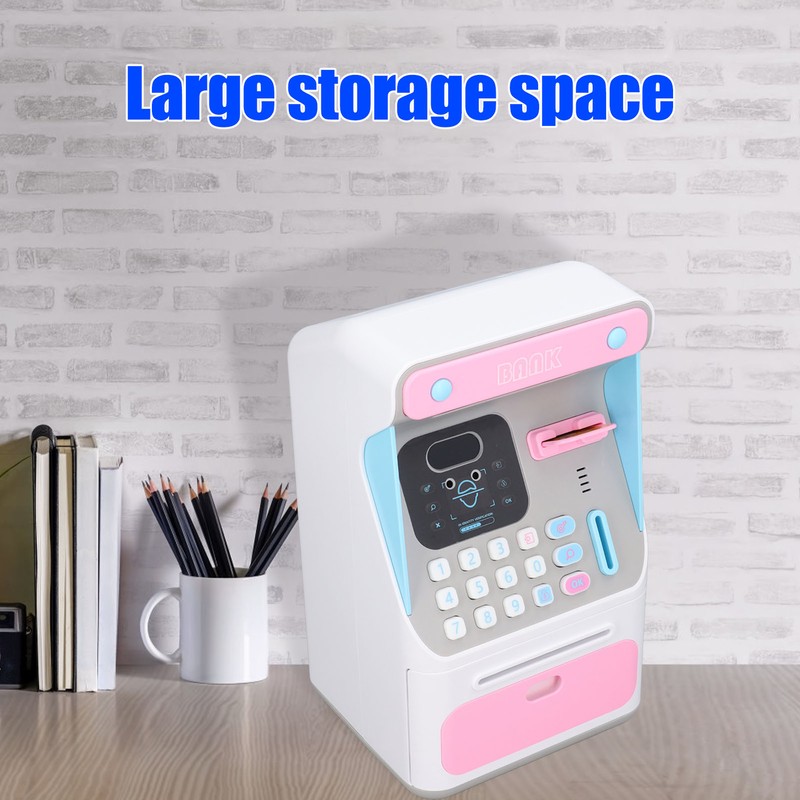 Kids ATM Savings Money Bank Large Capacity Password Safe Face