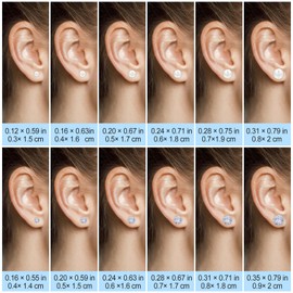 12 Pairs Flat Back Pearl Earrings Faux Pearl Studs Earrings for Women Silver Cubic Zirconia Ball Stud Earring Set for Multiple Piercing Cartilage Small Tragus Birthday Mother Festival Gifts White