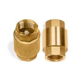 2 Pcs Brass One Way Valve 1/2 inch Backflow Preventer Female NPT Thread For Plumbing and Industrial Applications 0,5" Float Reinforced Check Valve For Water Boiler Heating System