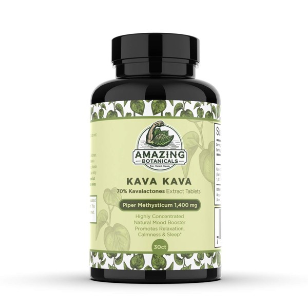 Kava Kava Extract Tablets High Potency 1400mg of Fresh Piper Methysticum per Serving, 140mg Kavalactones Root Extract Boosts Mood, Promotes Relaxation, Relieves Tension – 30 Tablets