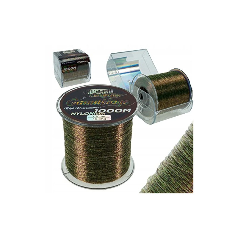 Carp Line Monofilament Fishing Line Tsugaru Camouflage 1000 m 0.26