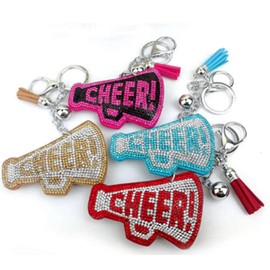 Cheer Megaphone Cushion Keychain (Blue & Black)