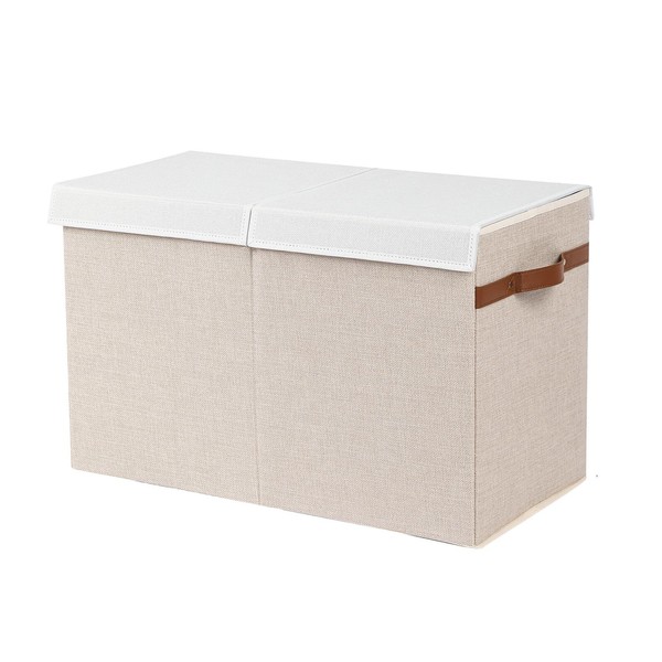 QIGEEKU Extra Large Storage Bins with Double-Open Lid, 86L Foldable